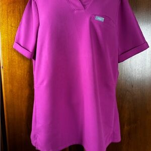 Figs Magenta V-Neck Scrub Top